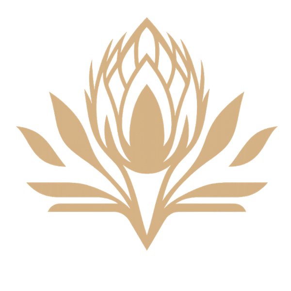 Protea Laxmi Consultancy logo, an imagining of the Protea flower, symbolising Transformation, Courage and Diversity.