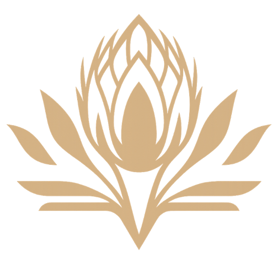 Protea Laxmi Consultancy logo, an imagining of the Protea flower, symbolising Transformation, Courage and Diversity.